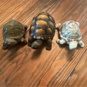 Set of Three Turtle Figurines